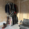 modern clothes rack with wall support in silver pipes modern industrial design double rail for a lot of hanging clothes