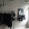 Free standing entrance rack for jackets and bags in silver water pipes