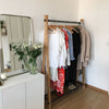 Free standing clothes rack with shoe rack made from strong iron pipes and oak wood