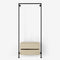 Walk-in wardrobe with one rail and one dresser made with dark pipes and light pine