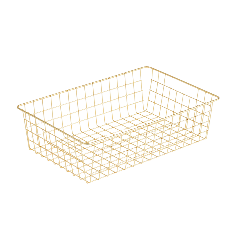 Gold basket in metal to store underwear and socks