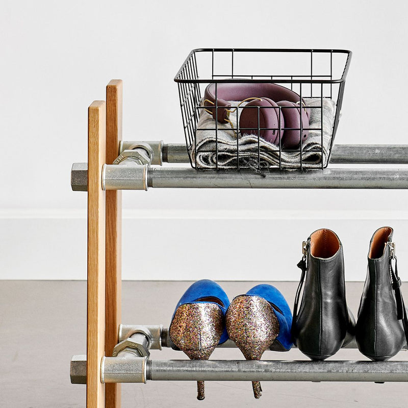 RackBuddy Shoe rack in natural oak with 4 levels - Classic style shoe rack available in 2 widths