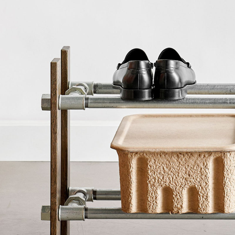 Rackbuddy -schoenrek in gerookte eik met 3 niveaus - minimalistische stijlschoenenrek beschikbaar in 2 breedtes