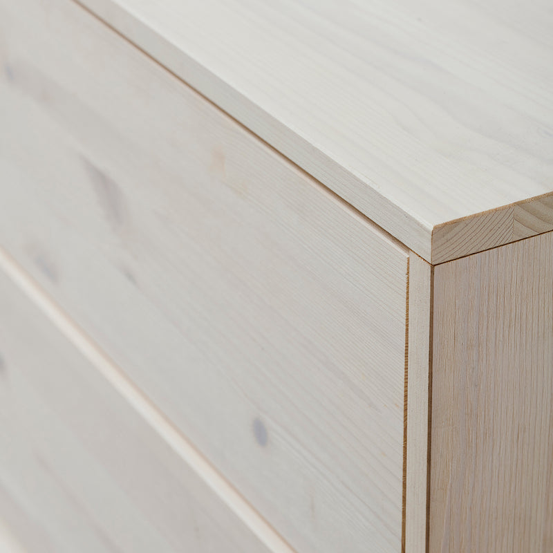 Dressers with legs in light pine, with 2 push-open drawers