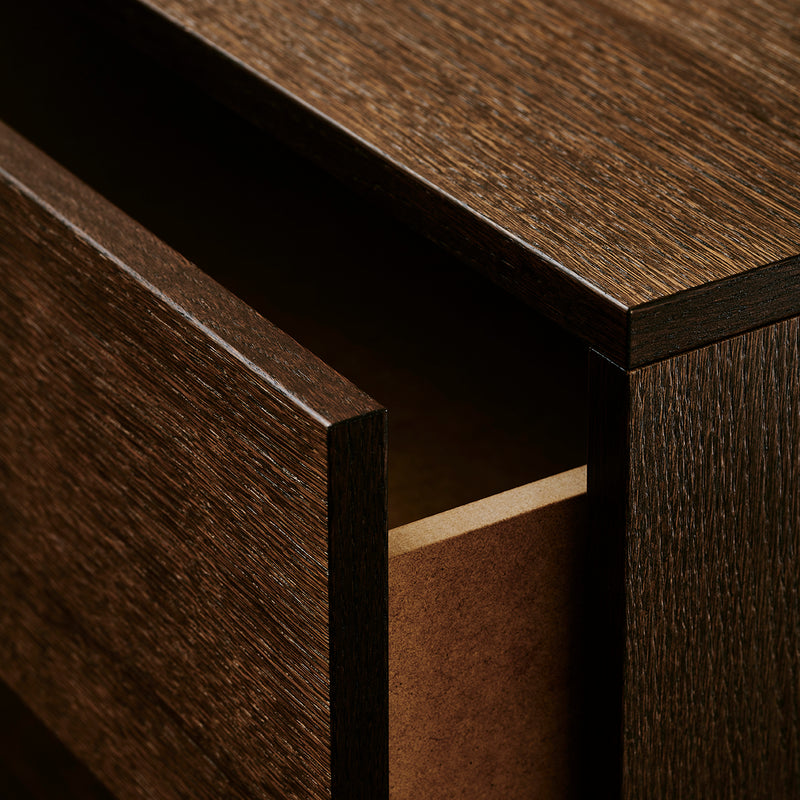 Dressers with legs in smoked oak, with 2 push-open drawers