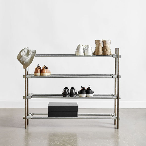 RackBuddy Shoe rack in smoked oak with 4 levels - Minimalist-style shoe rack available in 2 widths