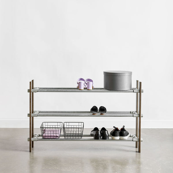 RackBuddy Shoe rack in smoked oak with 3 levels - Minimalist style shoe rack available in 2 widths