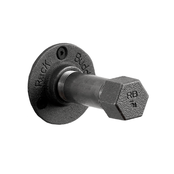 Schwarzer Metallpin mit sechseckigem Ende der Original Pin - Kleiderstange für platzsparende Wandmontage.