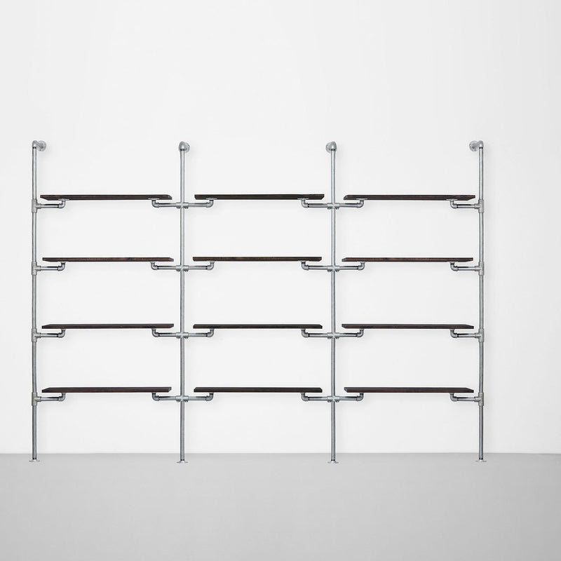 El sistema de vestuario de 3 filas sin cita previa - (4 estantes / 4 estantes / 4 estantes)