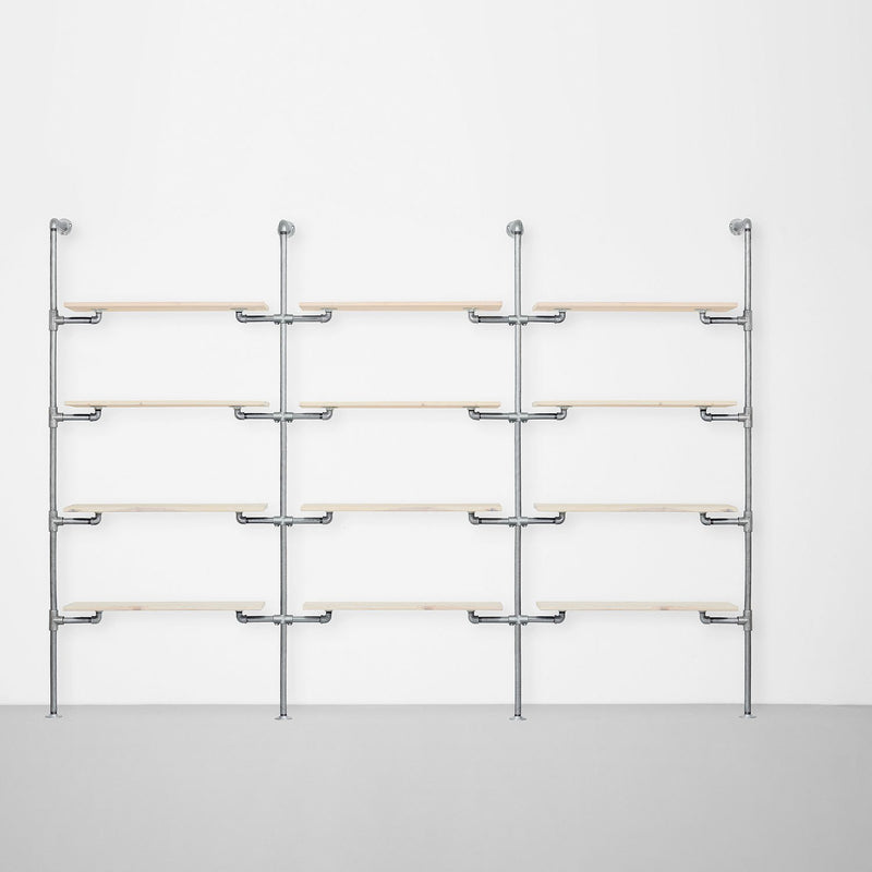 The Walk-In 3 row wardrobe system - (4 shelves / 4 shelves / 4 shelves)