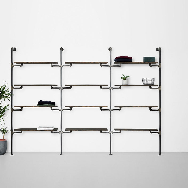 The Walk-In 3 row wardrobe system - 4 shelves / 4 shelves / 4 shelves